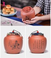 《四大美女茶葉罐》宜興紫砂壺手工紫泥，段泥，紅清水泥，天青泥茶壺具