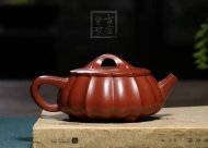 《筋紋扁石瓢壺》宜興紫砂壺助理工藝美術師純手工大紅袍泡茶壺茶具石瓢套裝
