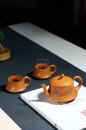 《禪悟》宜興紫砂壺工藝美術師手工黃金段竹茶壺茶具