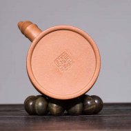 《竹節提梁》宜興助理工藝美術師工內壁章紫砂壺實力派范玲家藏段泥提梁