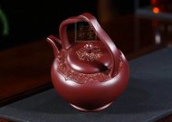 《梵華提梁》純手工高級工藝美術(shù)師宜興紫砂創(chuàng)新提梁壺紫泥泡茶壺套壺