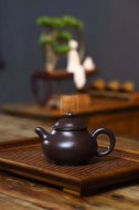 《潘壺》經典器型紫砂100目紫泥潘壺古樸典雅